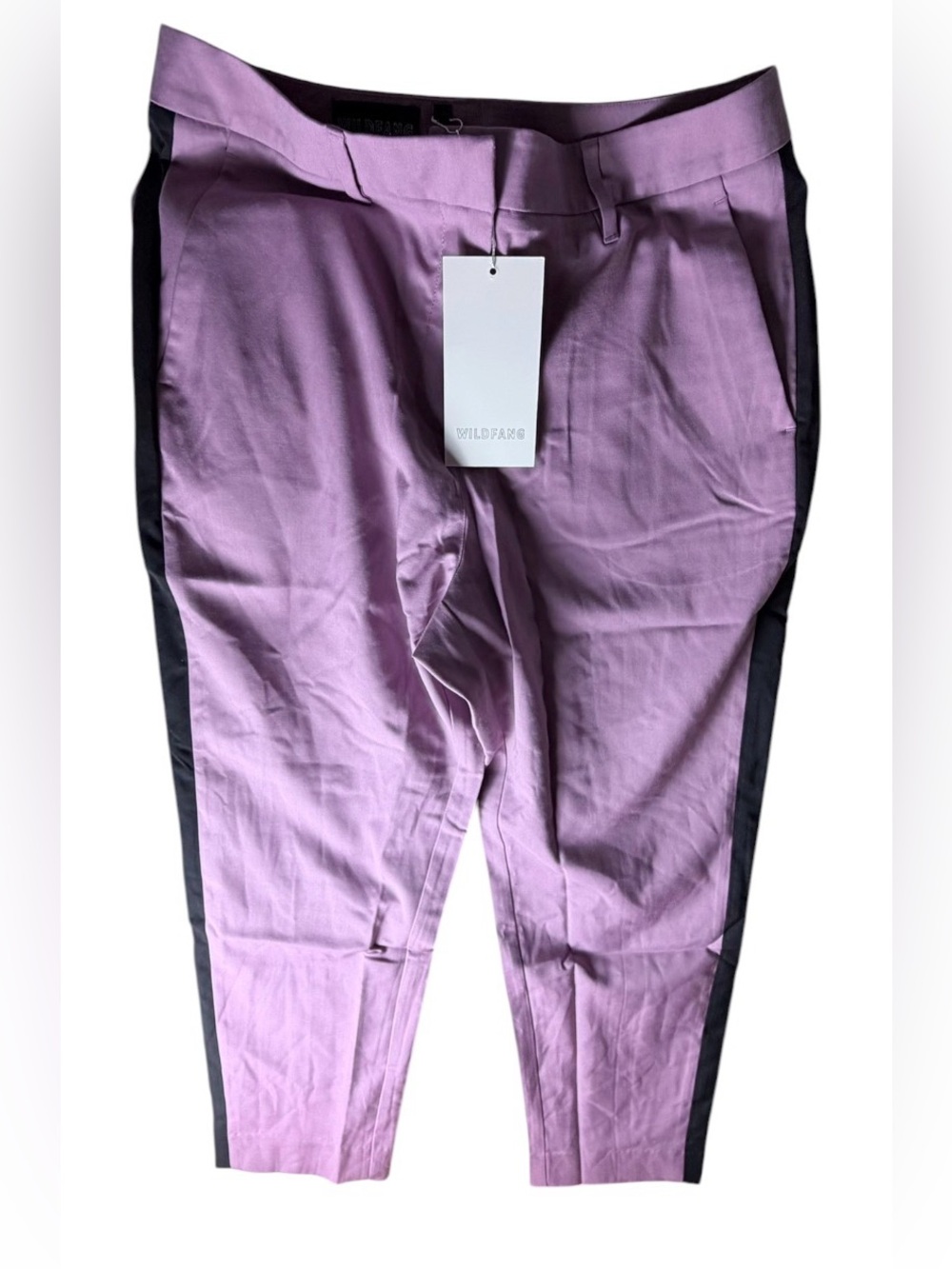 Wildfang The Empower Colorblock Slim Crop Pant Mauve Black NEW pink